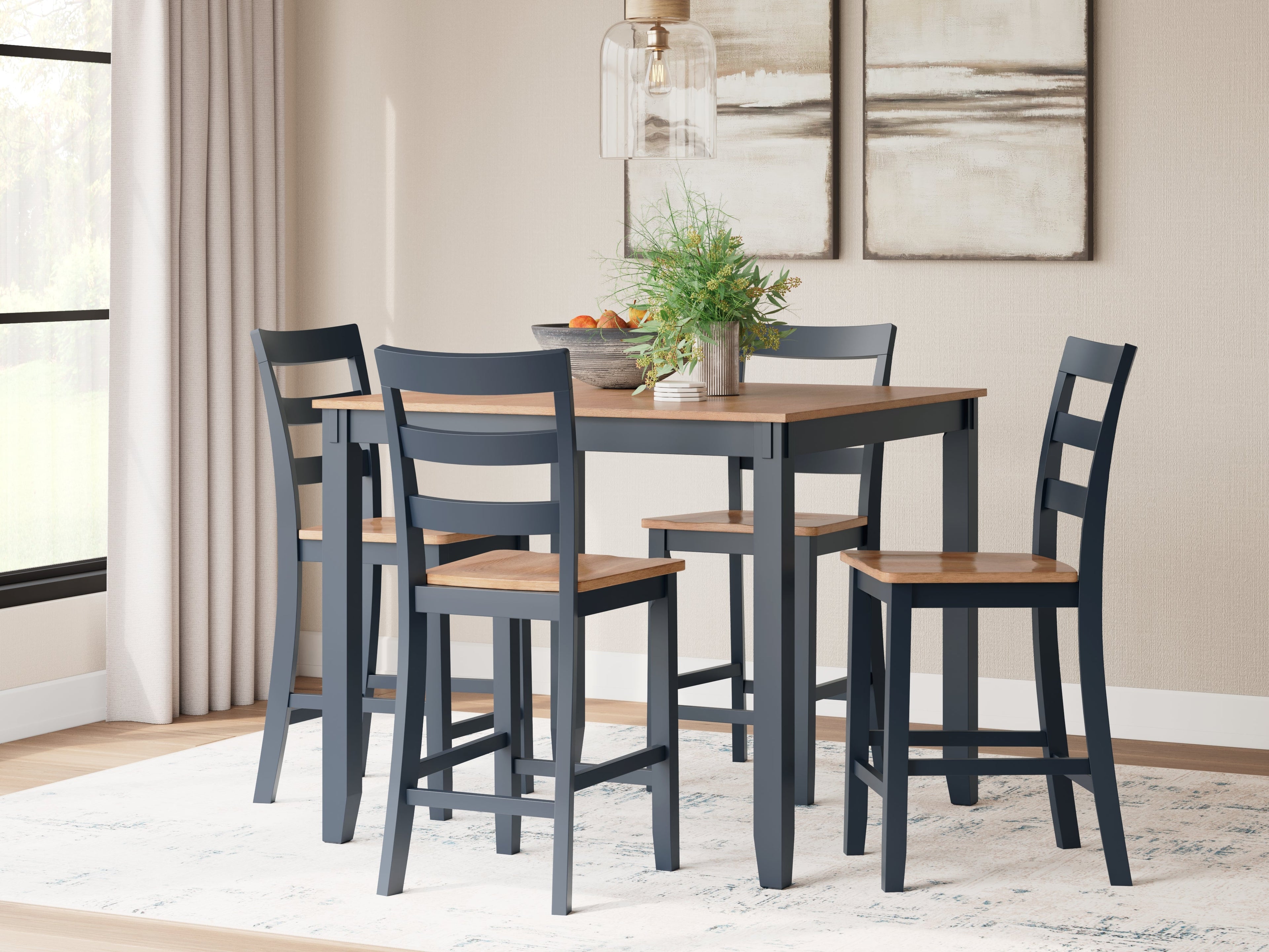 Gesthaven Natural/Blue Counter Height Dining Table and 4 Barstools (Set of 5) - D399-223 - Bien Home Furniture & Electronics