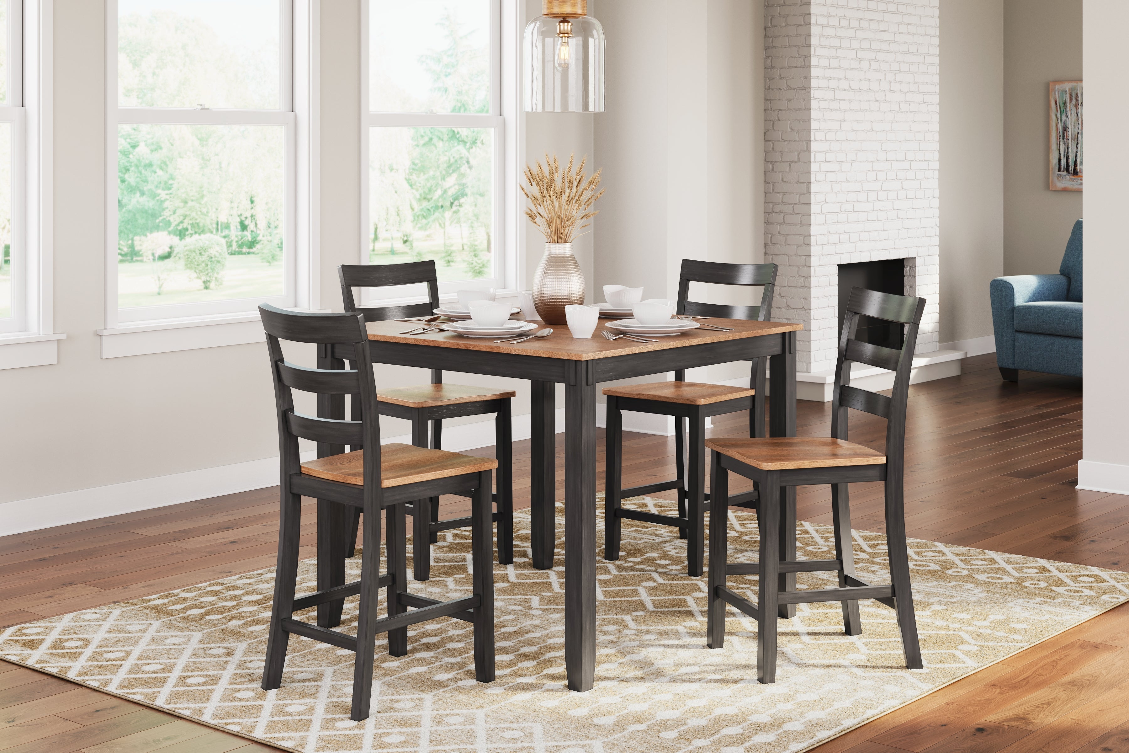 Gesthaven Natural/Brown Counter Height Dining Table and 4 Barstools (Set of 5) - D396-223 - Bien Home Furniture &amp; Electronics