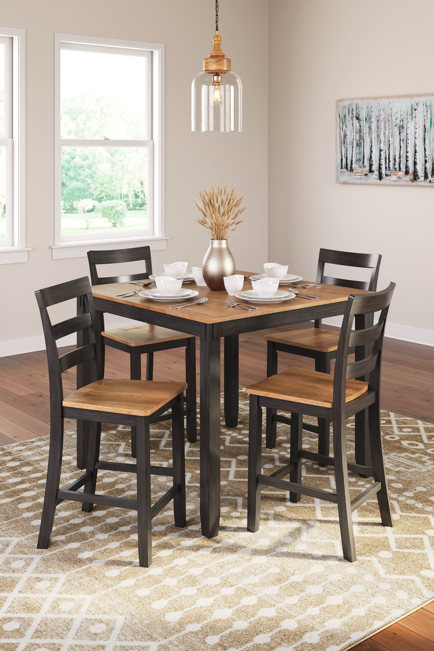 Gesthaven Natural/Brown Counter Height Dining Table and 4 Barstools (Set of 5) - D396-223 - Bien Home Furniture & Electronics