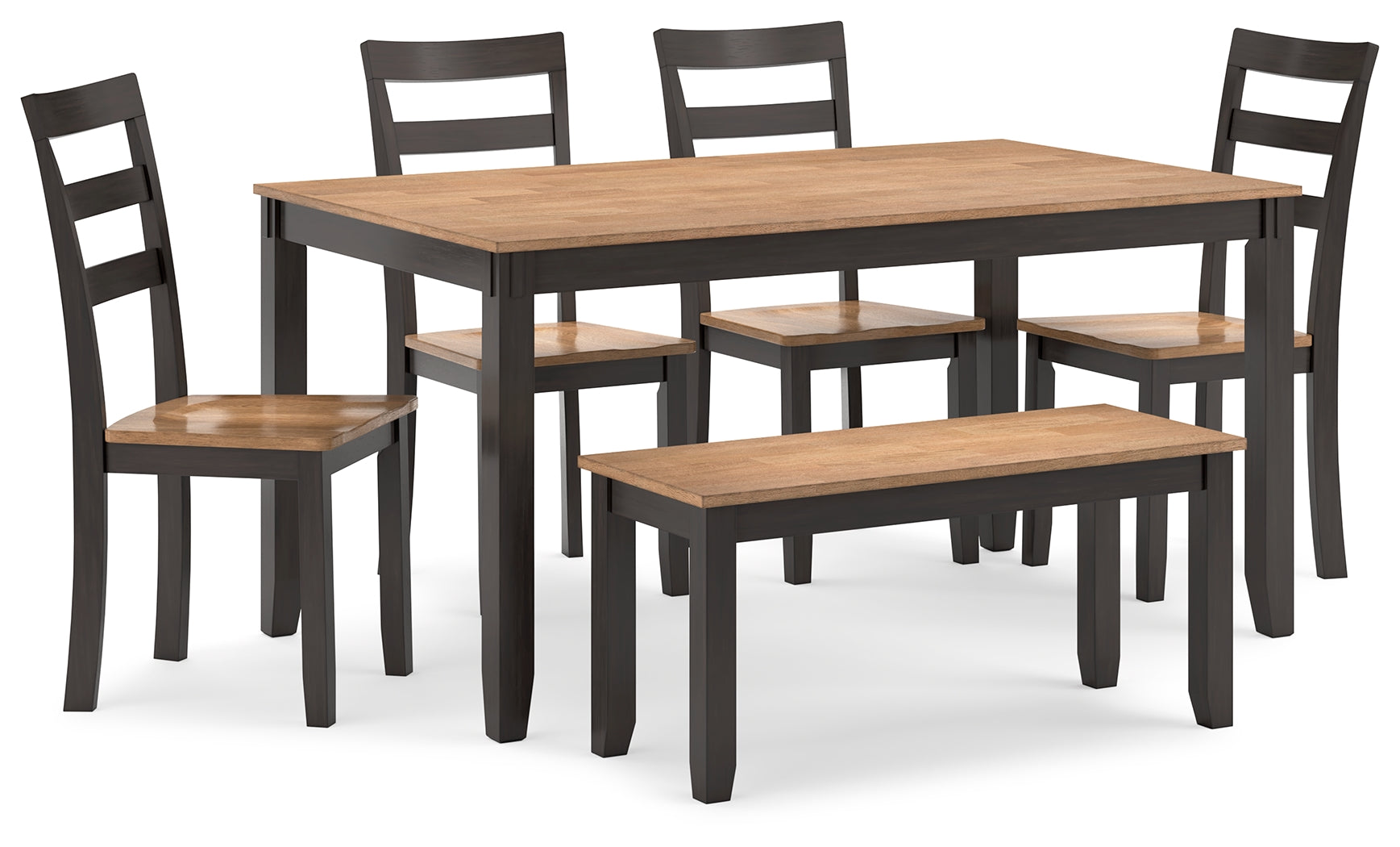 Gesthaven Natural/Brown Dining Table with 4 Chairs and Bench (Set of 6) - D396-325 - Bien Home Furniture &amp; Electronics