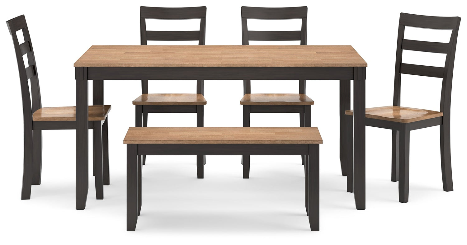 Gesthaven Natural/Brown Dining Table with 4 Chairs and Bench (Set of 6) - D396-325 - Bien Home Furniture & Electronics