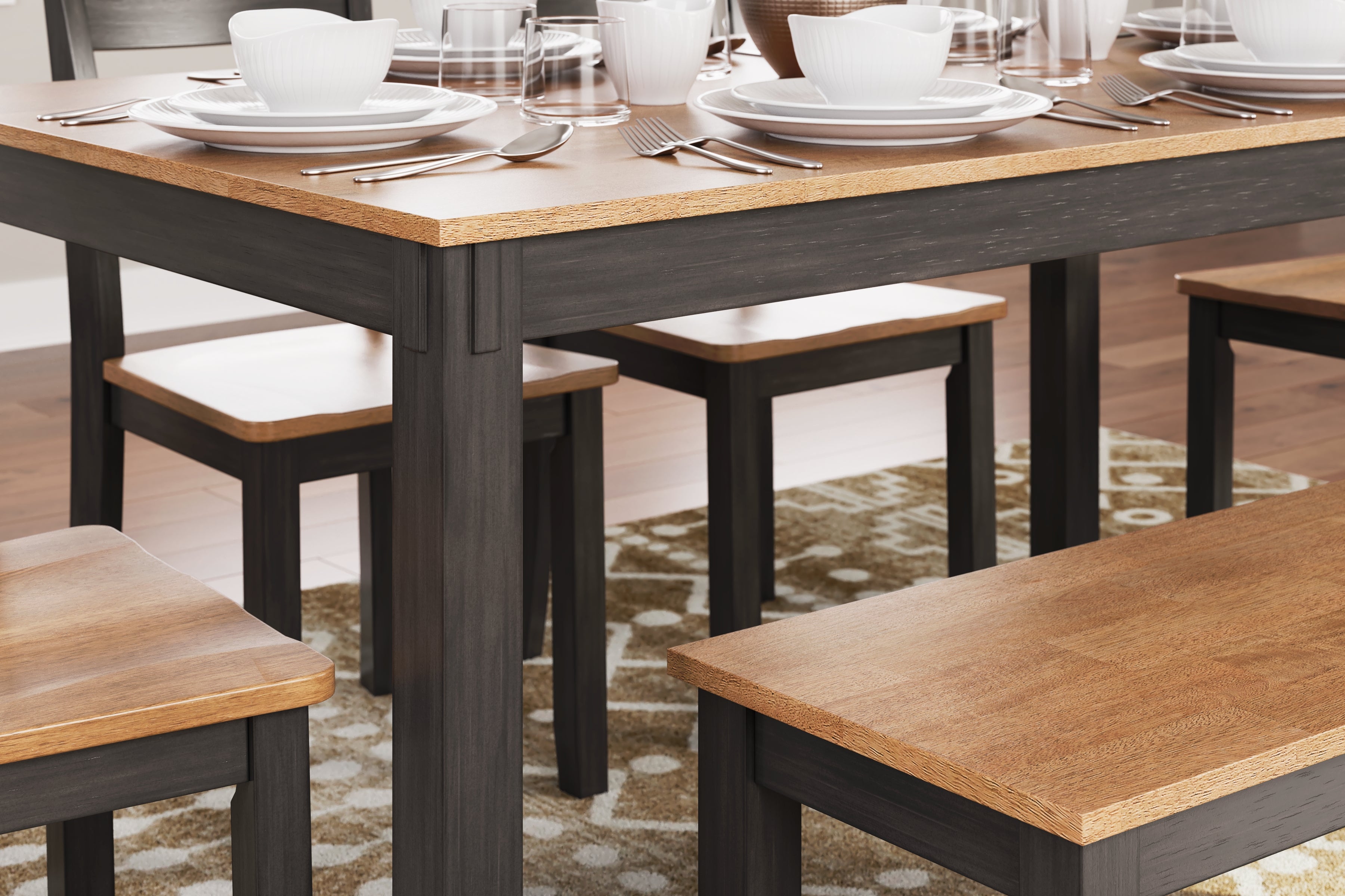 Gesthaven Natural/Brown Dining Table with 4 Chairs and Bench (Set of 6) - D396-325 - Bien Home Furniture & Electronics