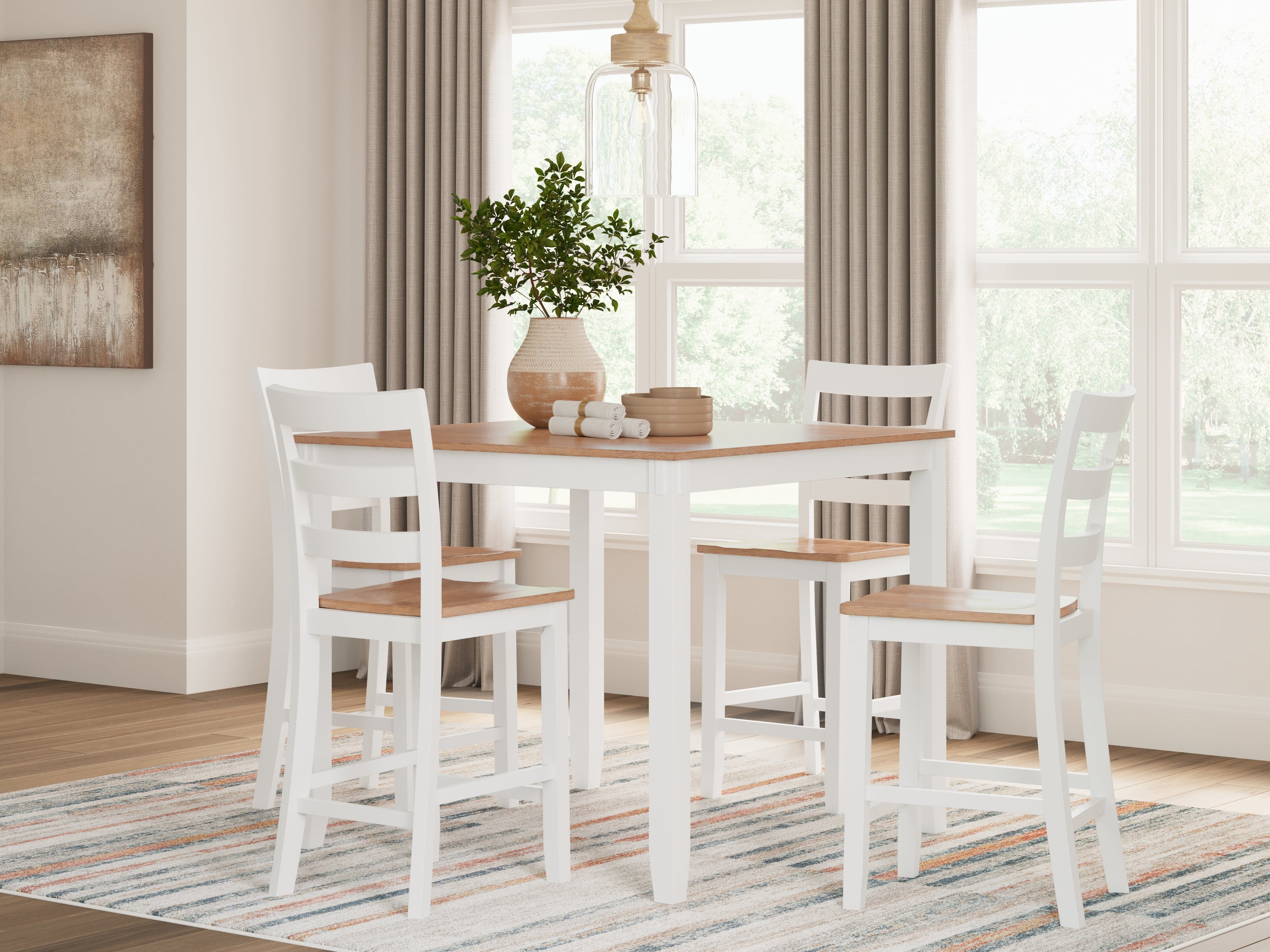 Gesthaven Natural/White Counter Height Dining Table and 4 Barstools (Set of 5) - D398-223 - Bien Home Furniture & Electronics