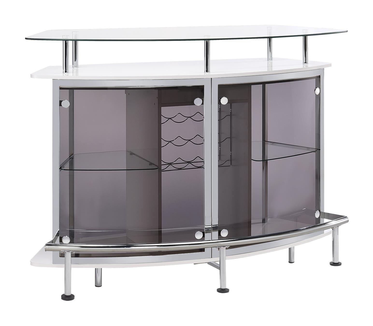 Gideon Crescent Shaped Glass Top Bar Unit with Drawer - 182235 - Bien Home Furniture & Electronics