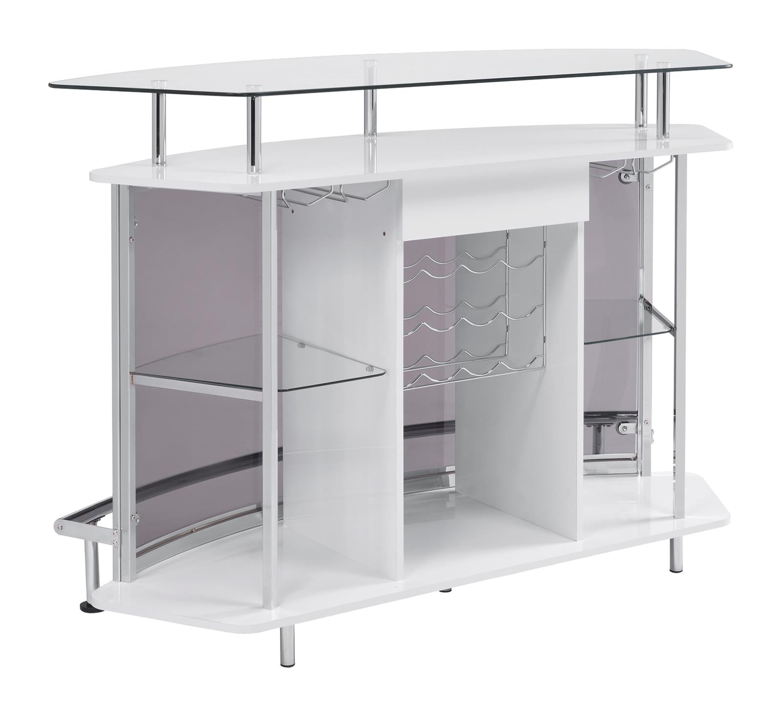 Gideon Crescent Shaped Glass Top Bar Unit with Drawer - 182235 - Bien Home Furniture & Electronics