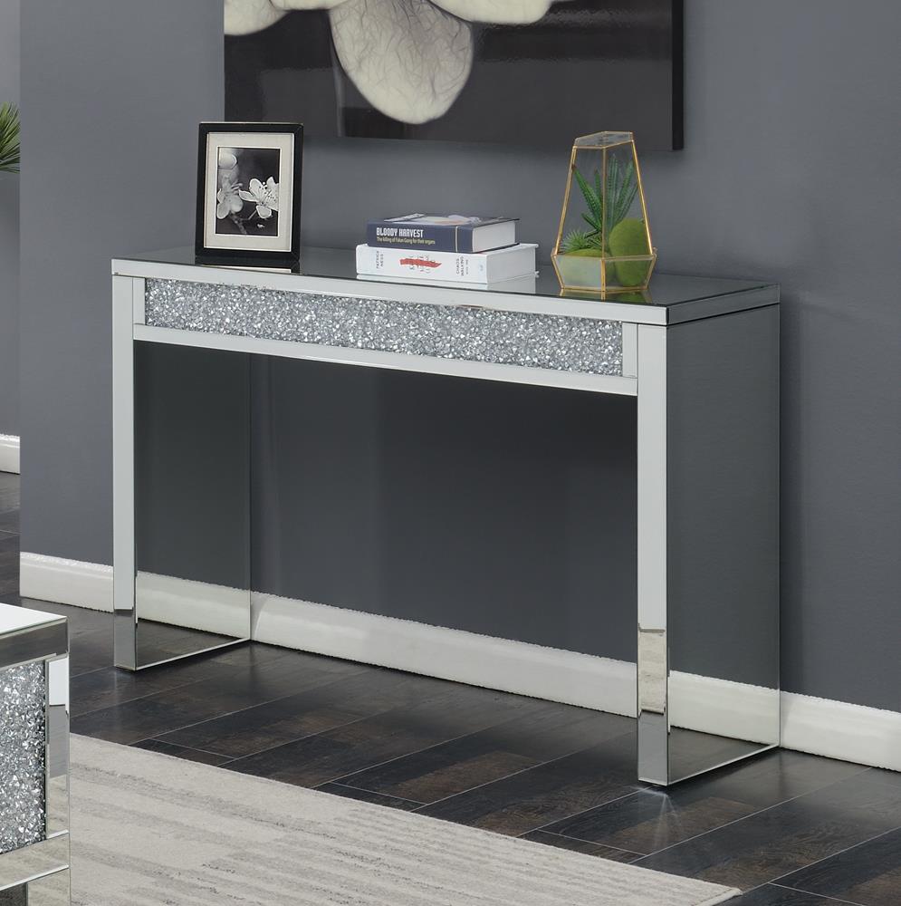 Gillian Rectangular Sofa Table Silver/Clear Mirror - 722499 - Bien Home Furniture &amp; Electronics