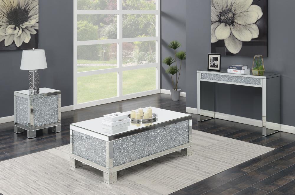 Gillian Rectangular Sofa Table Silver/Clear Mirror - 722499 - Bien Home Furniture &amp; Electronics