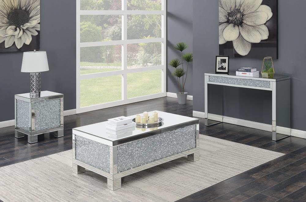 Gillian Rectangular Sofa Table Silver/Clear Mirror - 722499 - Bien Home Furniture & Electronics