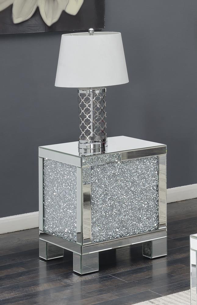 Gillian Square End Table Silver/Clear Mirror - 722497 - Bien Home Furniture & Electronics