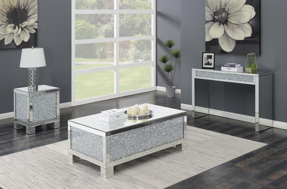 Gillian Square End Table Silver/Clear Mirror - 722497 - Bien Home Furniture & Electronics