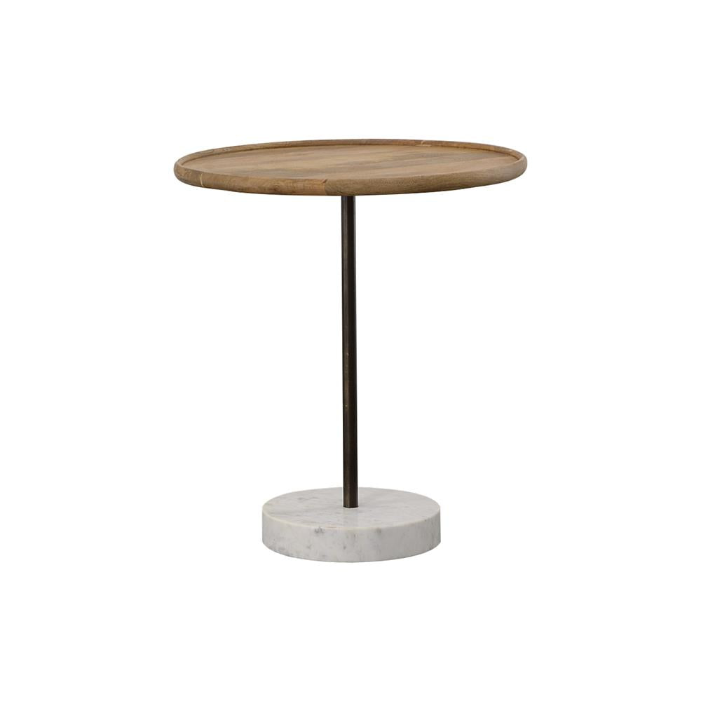 Ginevra Natural/White Round Wooden Top Accent Table - 935881 - Bien Home Furniture &amp; Electronics