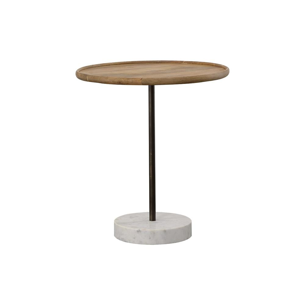 Ginevra Natural/White Round Wooden Top Accent Table - 935881 - Bien Home Furniture & Electronics