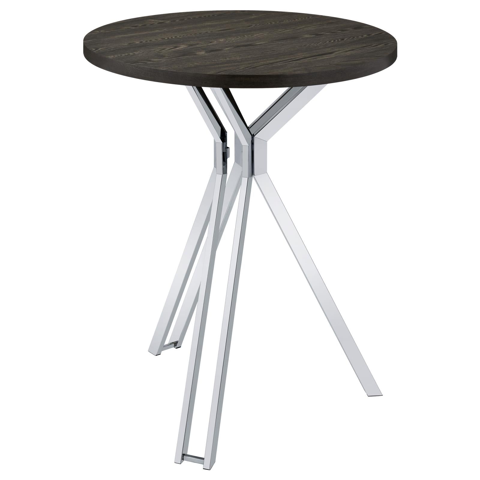 Glenbrook Satin Nickel Round Glass Top Bar Table - 183131 - Bien Home Furniture & Electronics