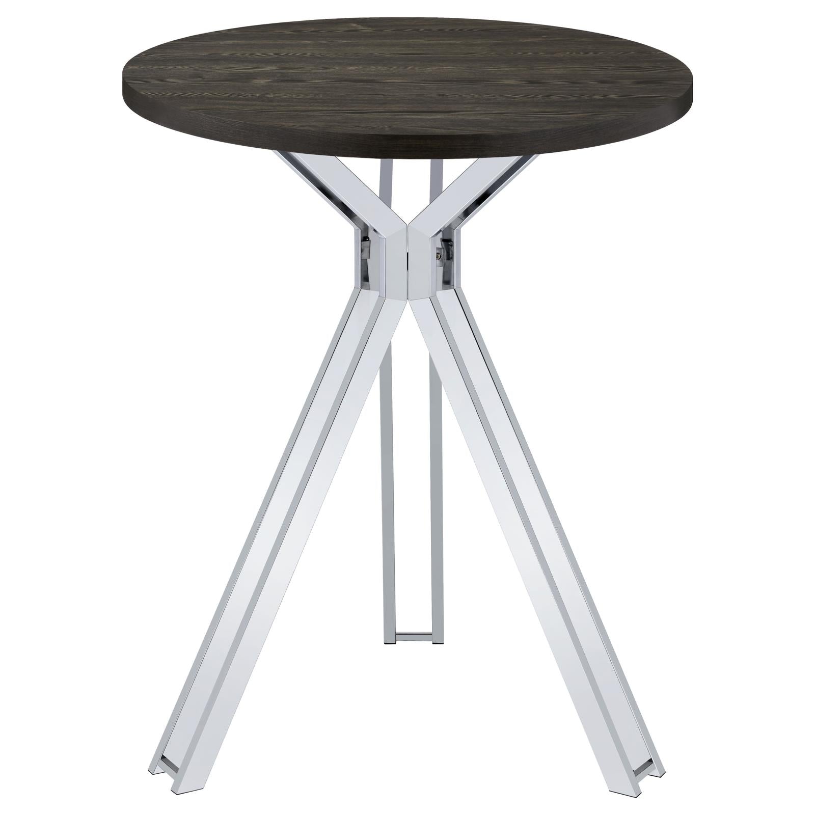 Glenbrook Satin Nickel Round Glass Top Bar Table - 183131 - Bien Home Furniture & Electronics