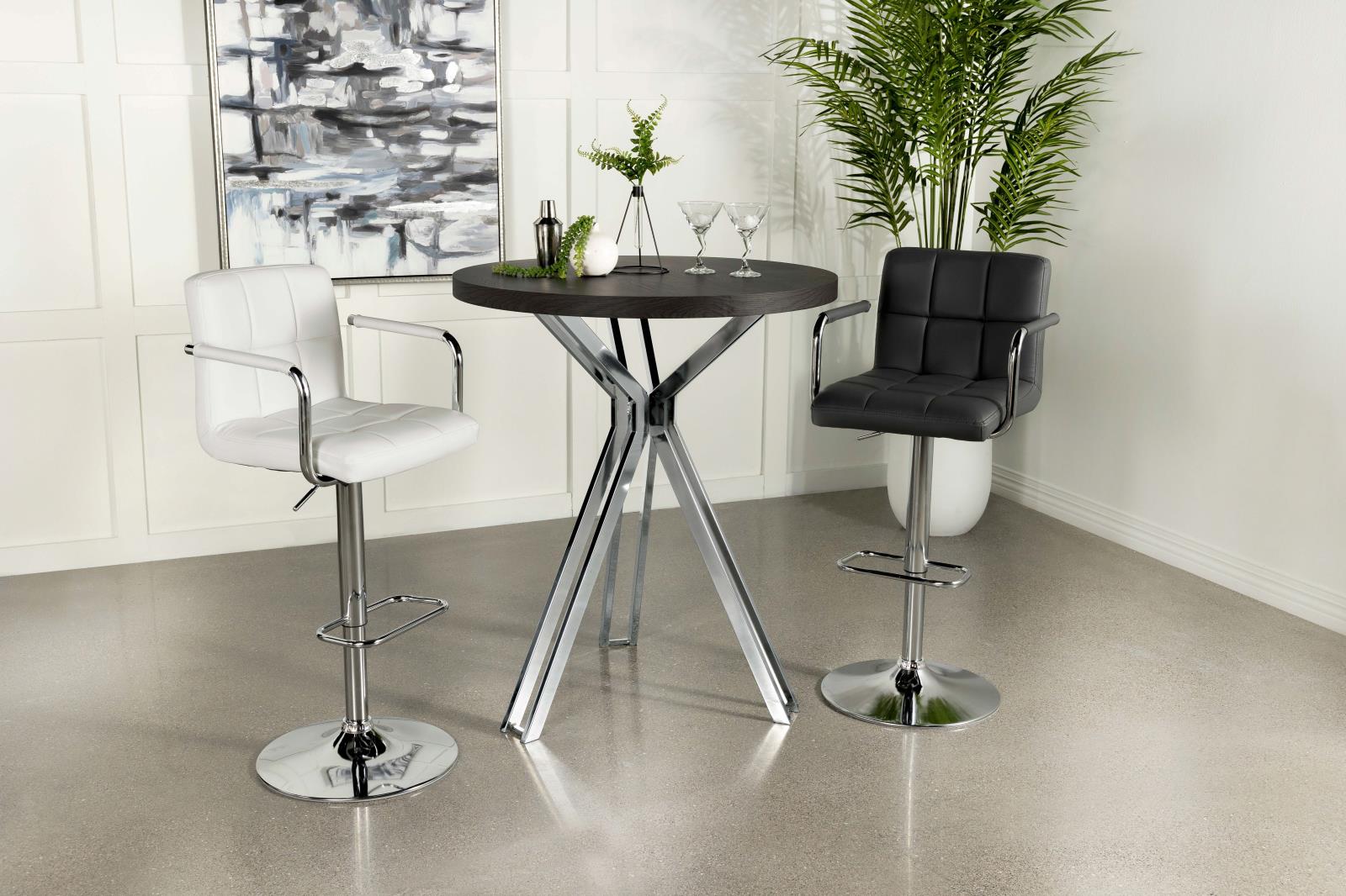 Glenbrook Satin Nickel Round Glass Top Bar Table - 183131 - Bien Home Furniture & Electronics