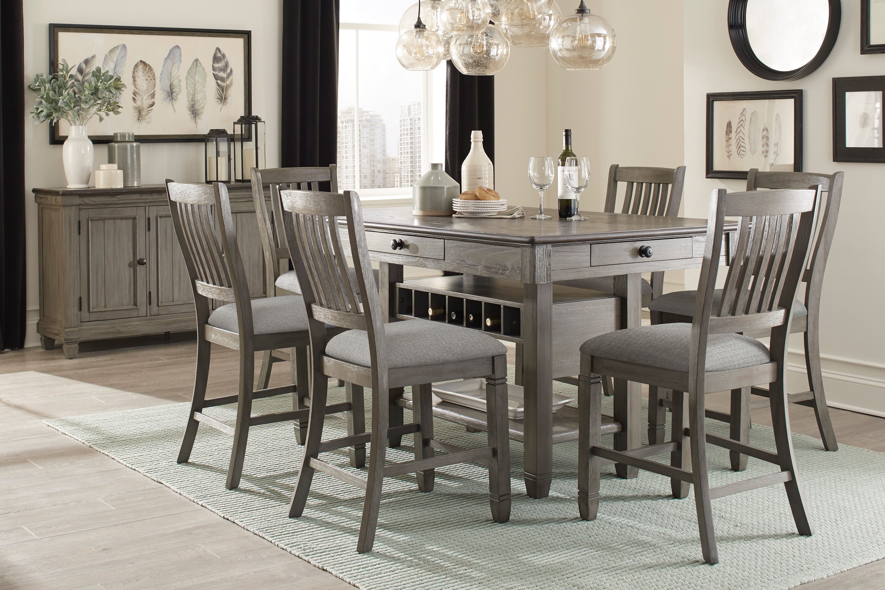 Granby Antique Gray Counter Chair, Set of 2 - 5627GY-24 - Bien Home Furniture & Electronics