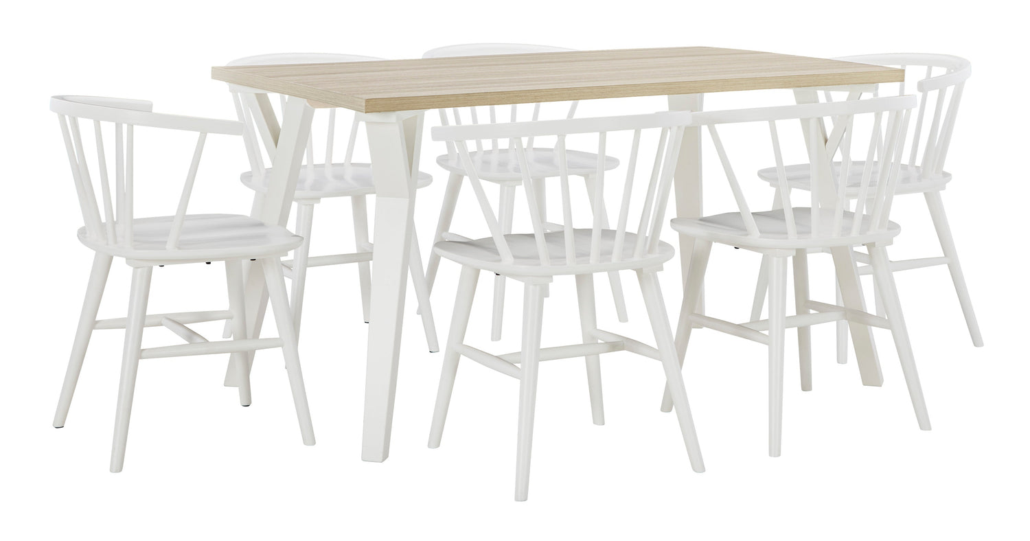 Grannen White Rectangular Dining Set - SET | D407-25 | D407-01(2) - Bien Home Furniture & Electronics