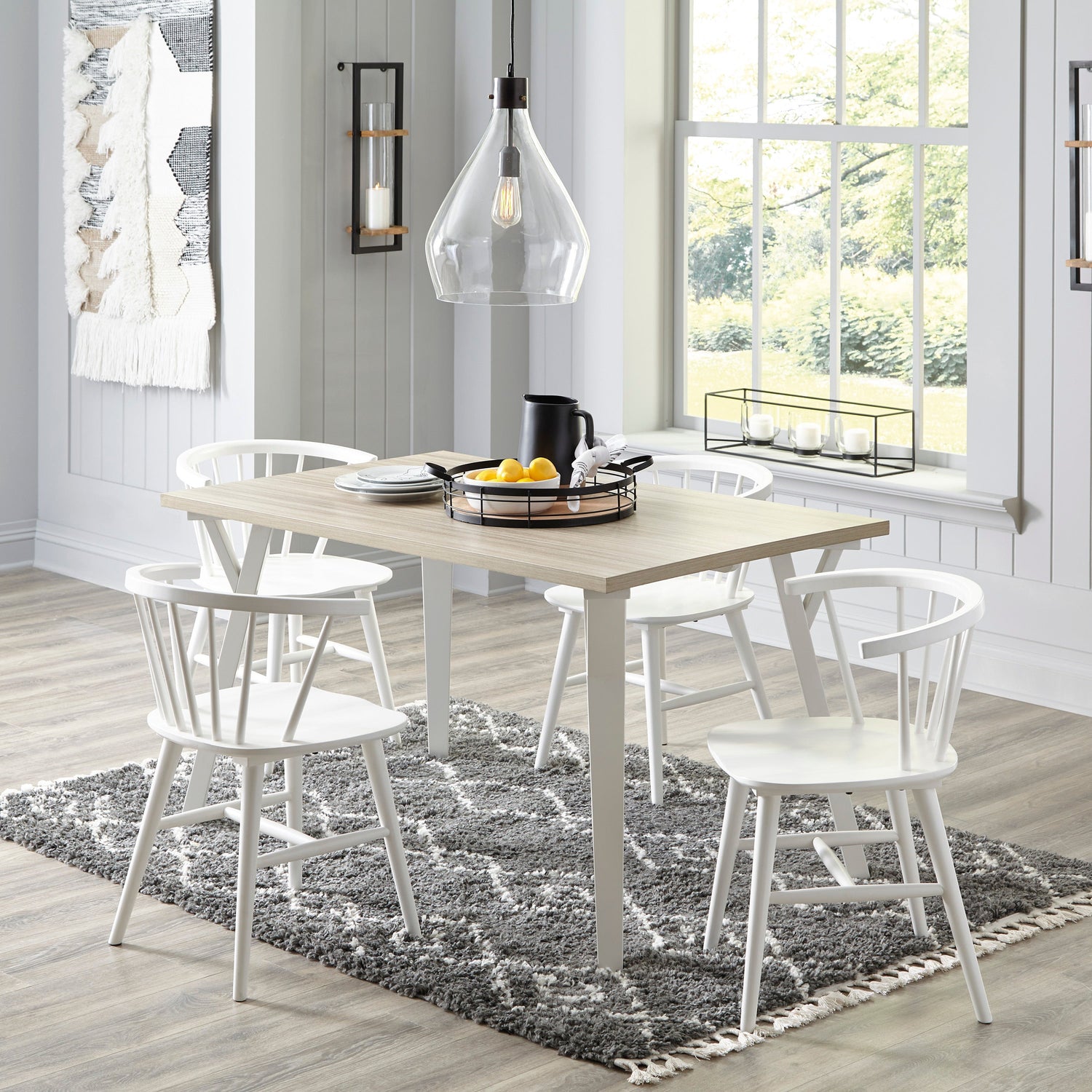 Grannen White Rectangular Dining Set - SET | D407-25 | D407-01(2) - Bien Home Furniture & Electronics