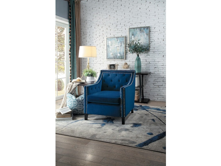 Graziso Blue Velvet Accent Chair - 1297NV-1NN - Bien Home Furniture &amp; Electronics