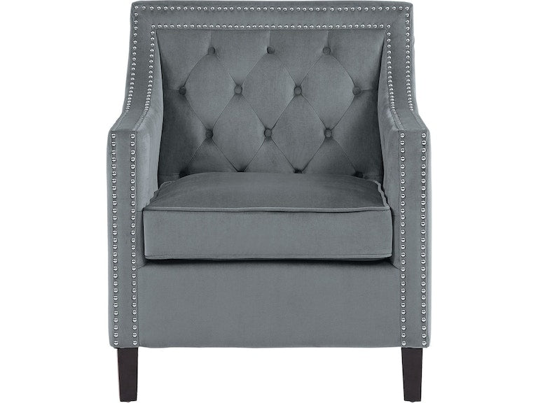 Graziso Gray Velvet Accent Chair - 1297GY-1NN - Bien Home Furniture & Electronics