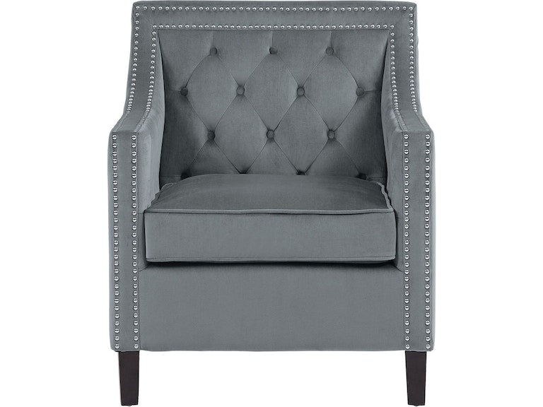 Graziso Gray Velvet Accent Chair - 1297GY-1NN - Bien Home Furniture &amp; Electronics