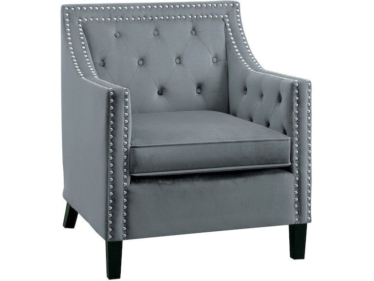 Graziso Gray Velvet Accent Chair - 1297GY-1NN - Bien Home Furniture & Electronics