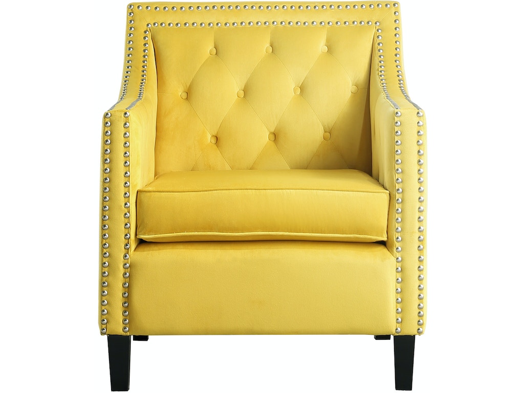 Graziso Yellow Velvet Accent Chair - 1297YW-1NN - Bien Home Furniture &amp; Electronics