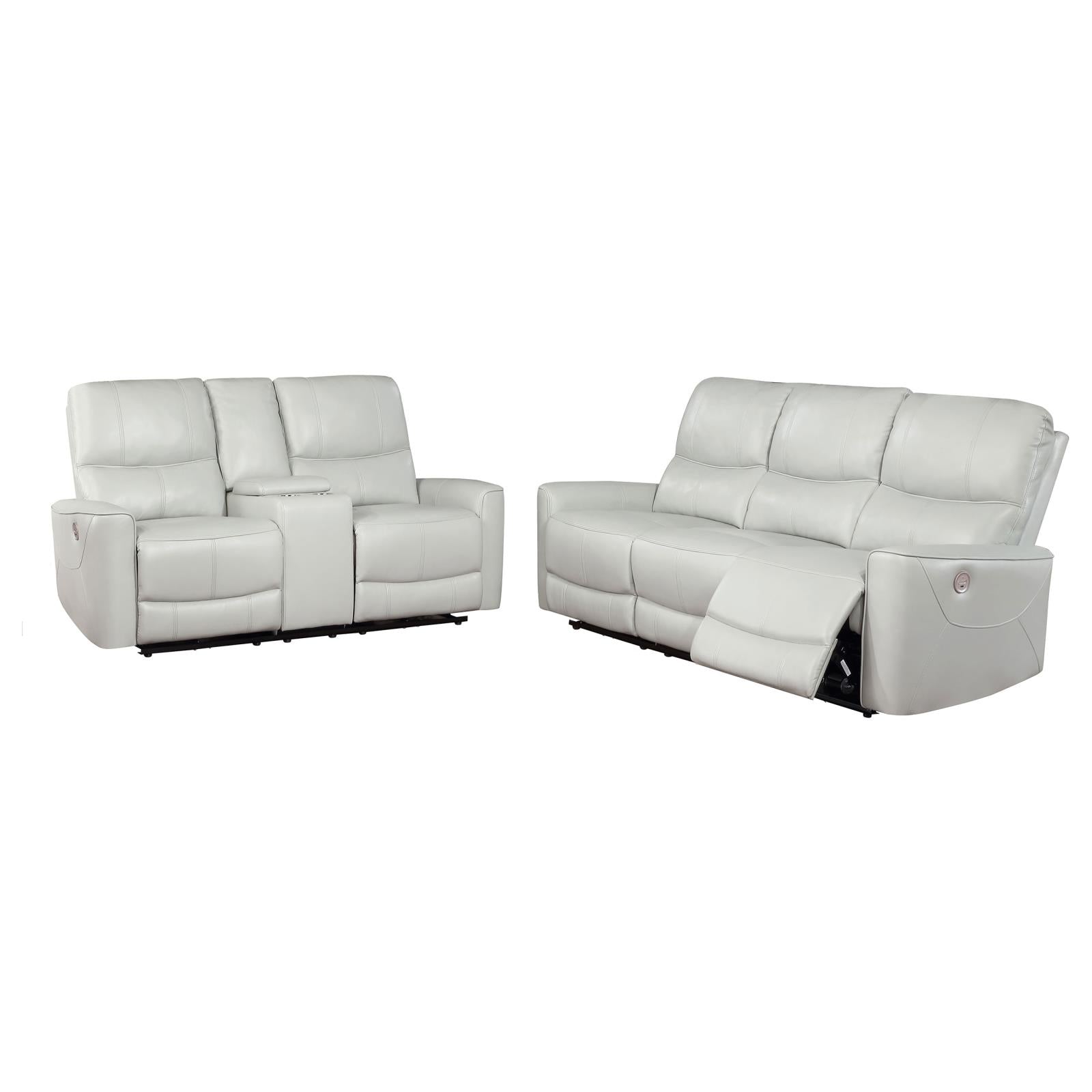 Greenfield 2-piece Upholstered Power Reclining Sofa Set Ivory - 610261P-S2 - Bien Home Furniture & Electronics