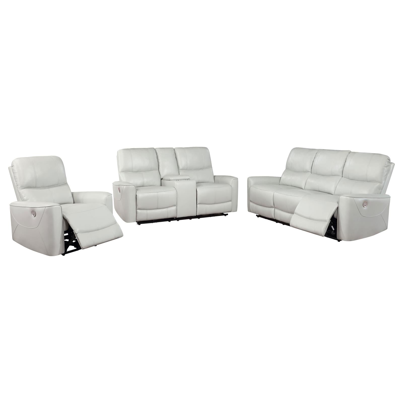 Greenfield 3-piece Upholstered Power Reclining Sofa Set Ivory - 610261P-S3 - Bien Home Furniture & Electronics