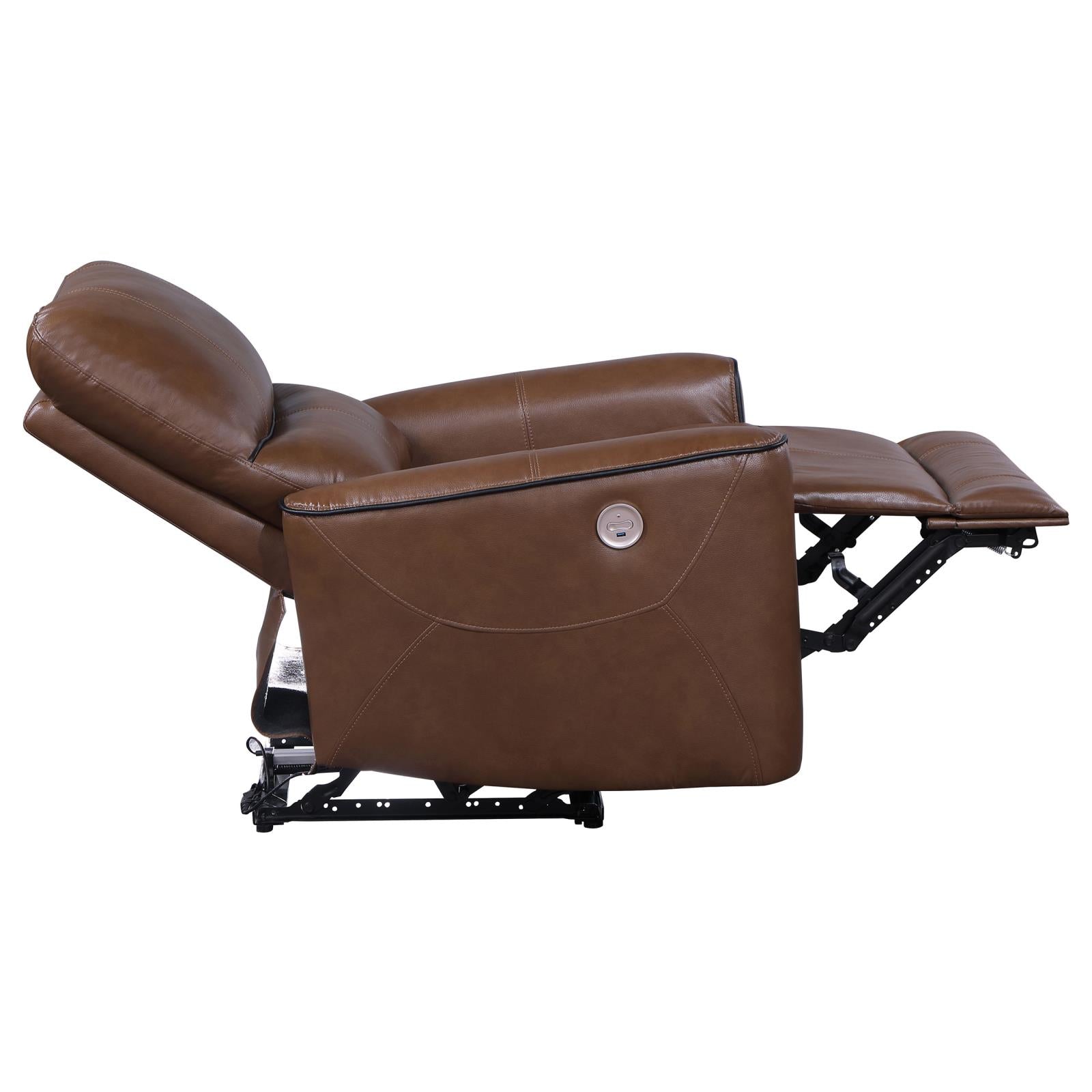 Greenfield 3-piece Upholstered Power Reclining Sofa Set Saddle Brown - 610264P-S3 - Bien Home Furniture & Electronics