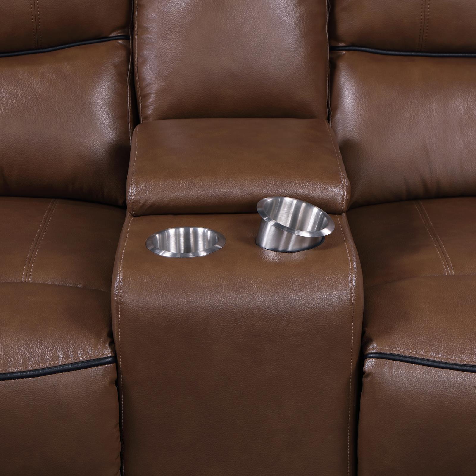 Greenfield 3-piece Upholstered Power Reclining Sofa Set Saddle Brown - 610264P-S3 - Bien Home Furniture & Electronics