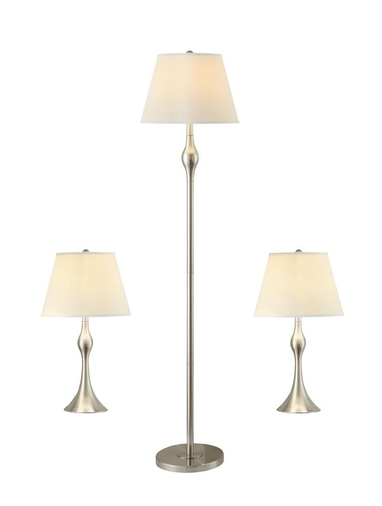 Griffin 3-Piece Slender Lamp Set Brushed Nickel - 901235 - Bien Home Furniture &amp; Electronics