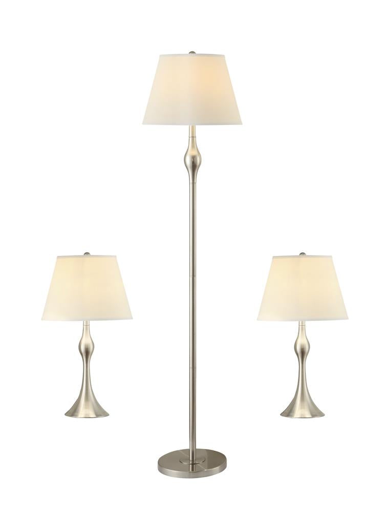 Griffin 3-Piece Slender Lamp Set Brushed Nickel - 901235 - Bien Home Furniture & Electronics