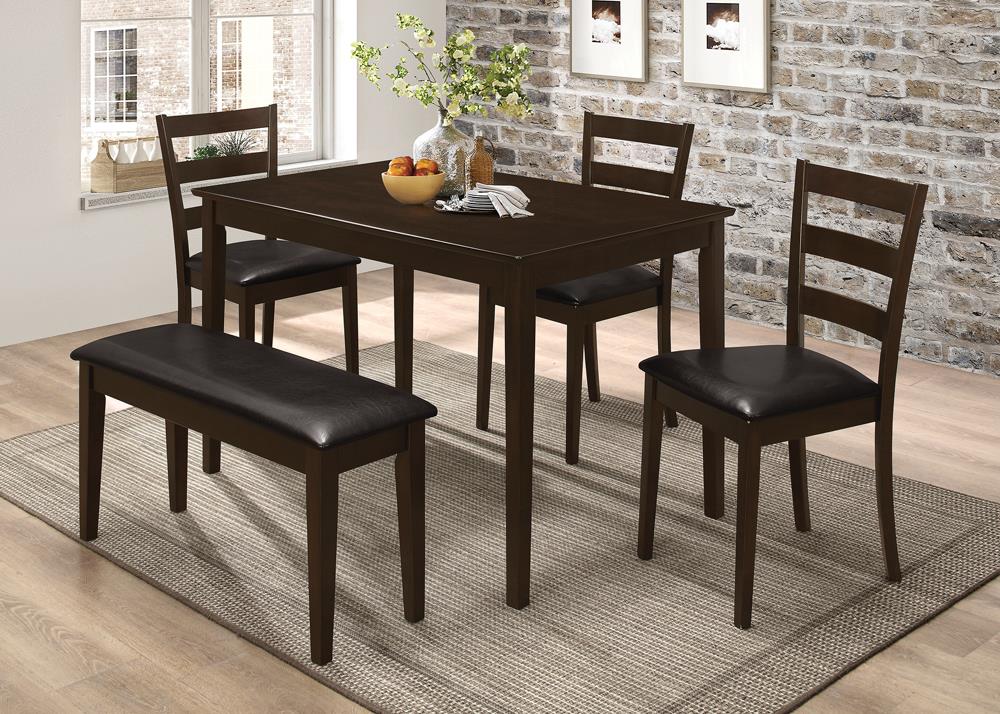 Guillen 5-Piece Dining Set with Bench Cappuccino/Dark Brown - 150232 - Bien Home Furniture & Electronics