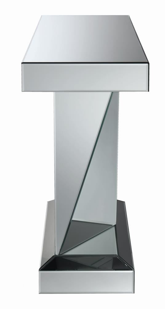 Gunilla Rectangular Sofa Table with Triangle Detailing Silver/Clear Mirror - 722509 - Bien Home Furniture & Electronics