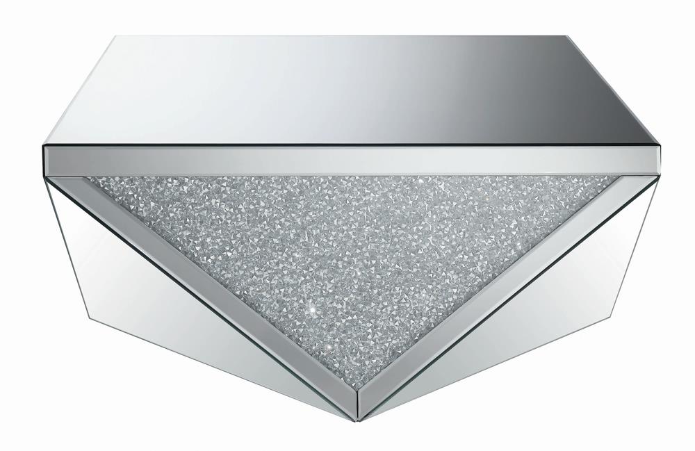 Gunilla Silver/Clear Mirror Square Coffee Table with Triangle Detailing - 722508 - Bien Home Furniture & Electronics
