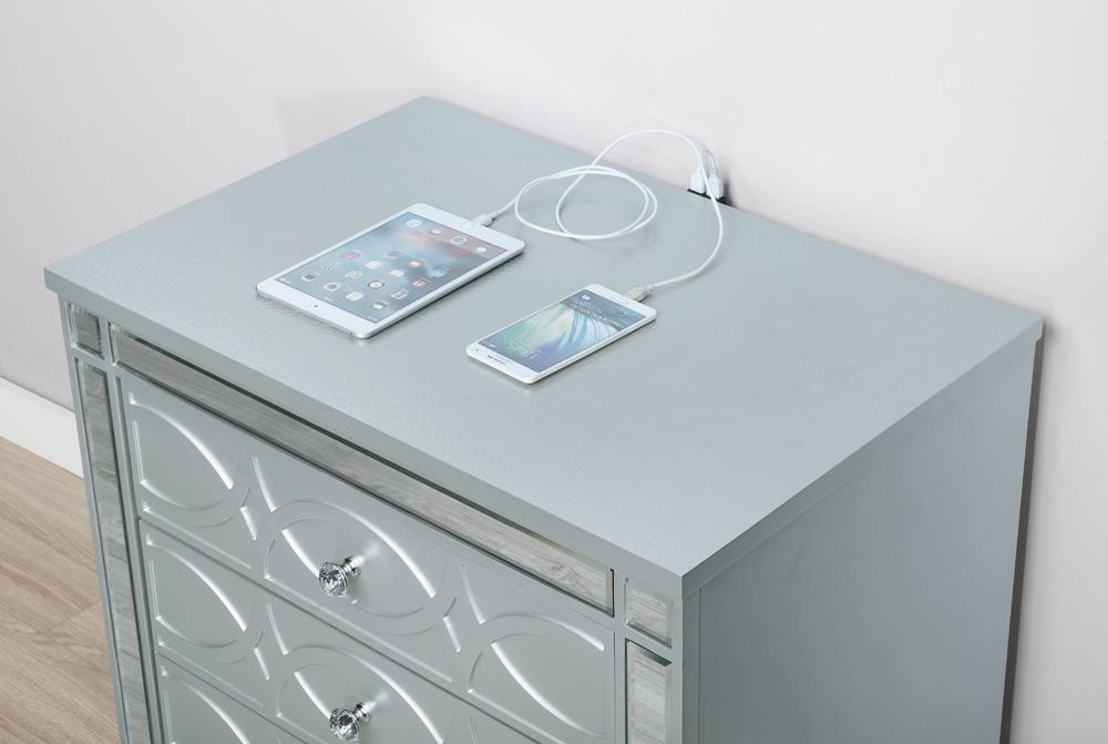 Gunnison 2-Drawer Nightstand Silver Metallic - 223212 - Bien Home Furniture & Electronics