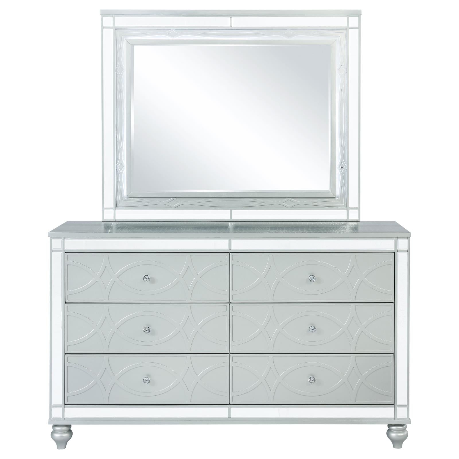 Gunnison 6-drawer Dresser with Mirror Silver Metallic - 223213M - Bien Home Furniture & Electronics