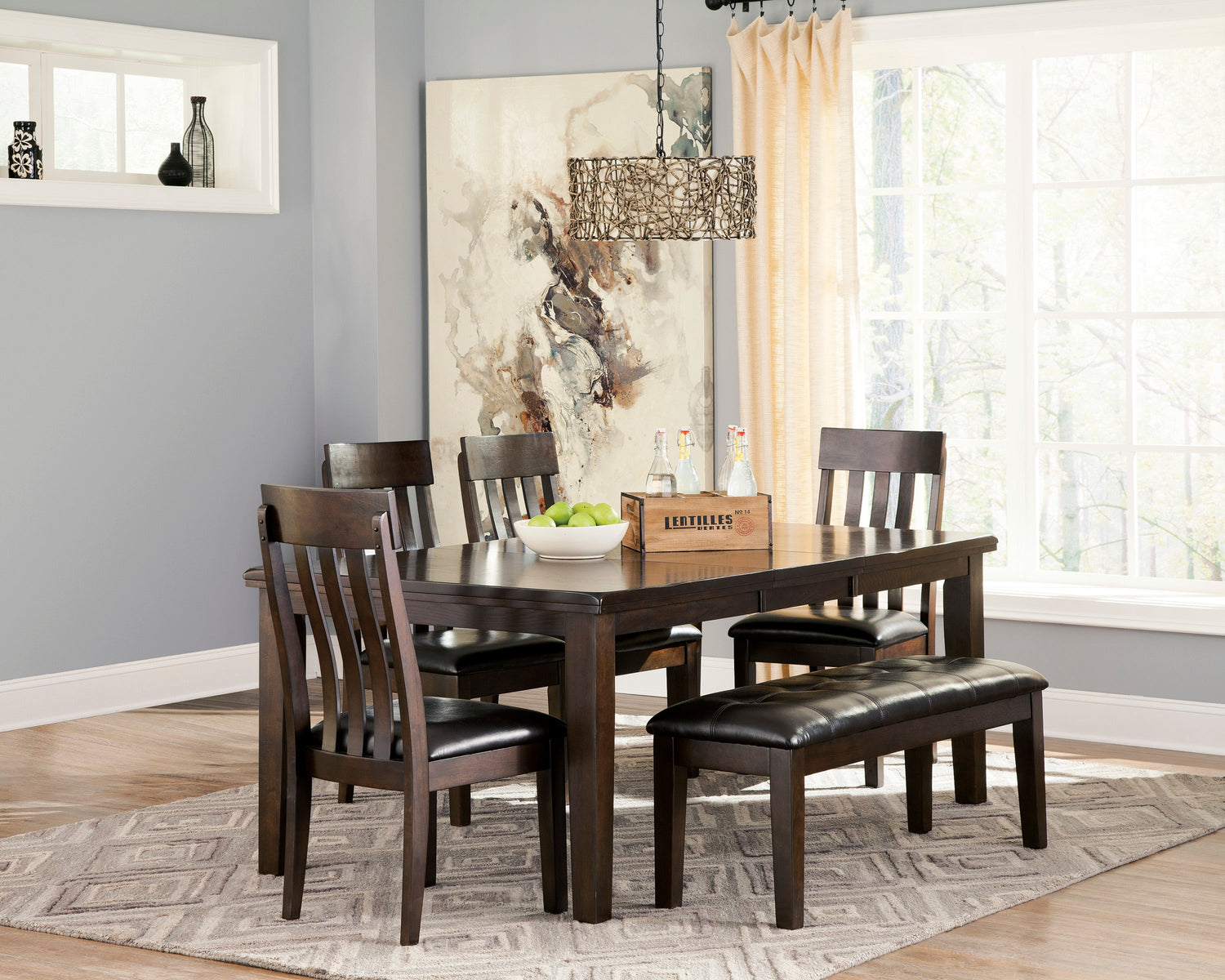 Haddigan Dark Brown Extendable Dining Set - SET | D596-35 | D596-01(2) - Bien Home Furniture & Electronics