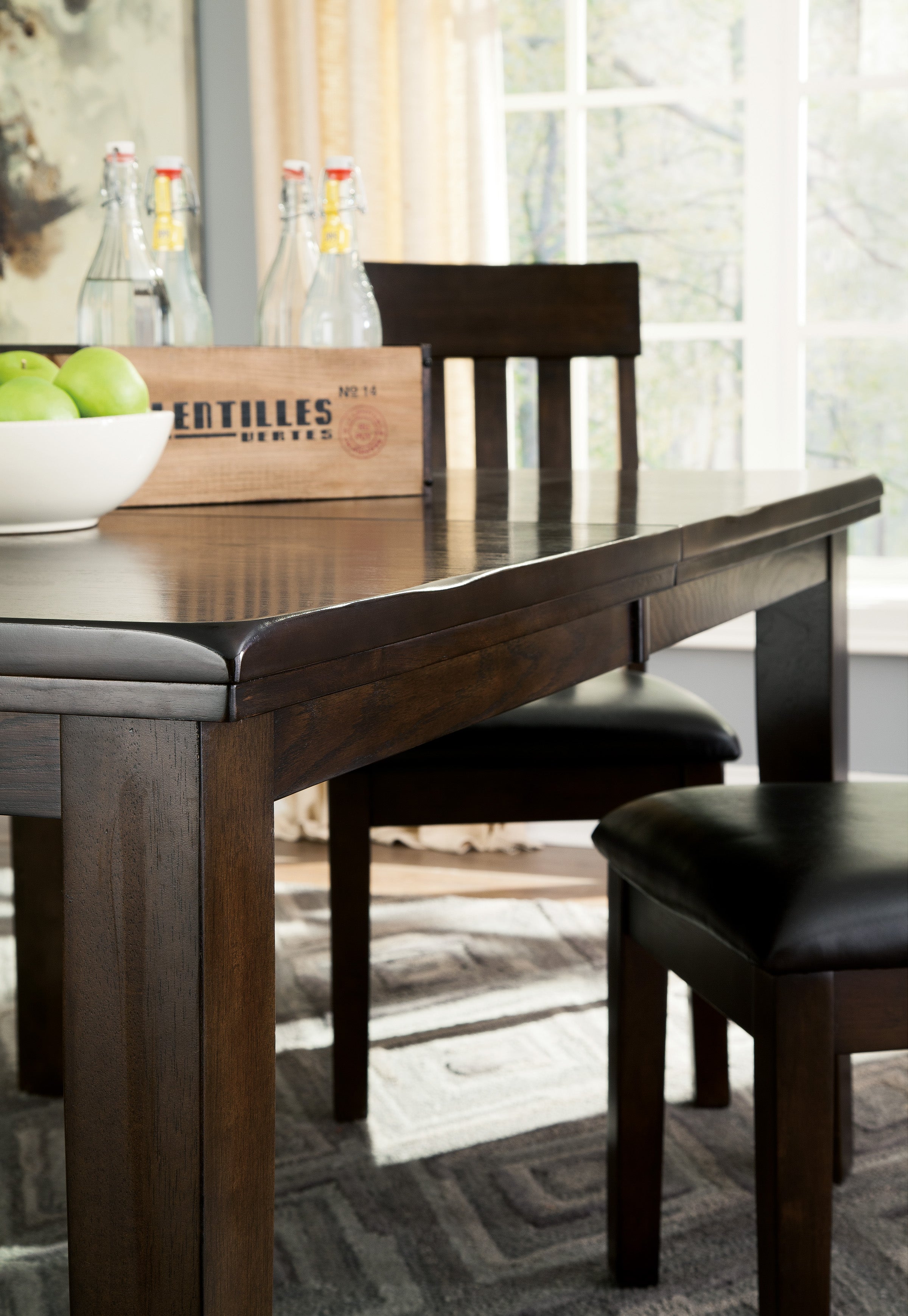 Haddigan Dark Brown Extendable Dining Set - SET | D596-35 | D596-01(2) - Bien Home Furniture & Electronics