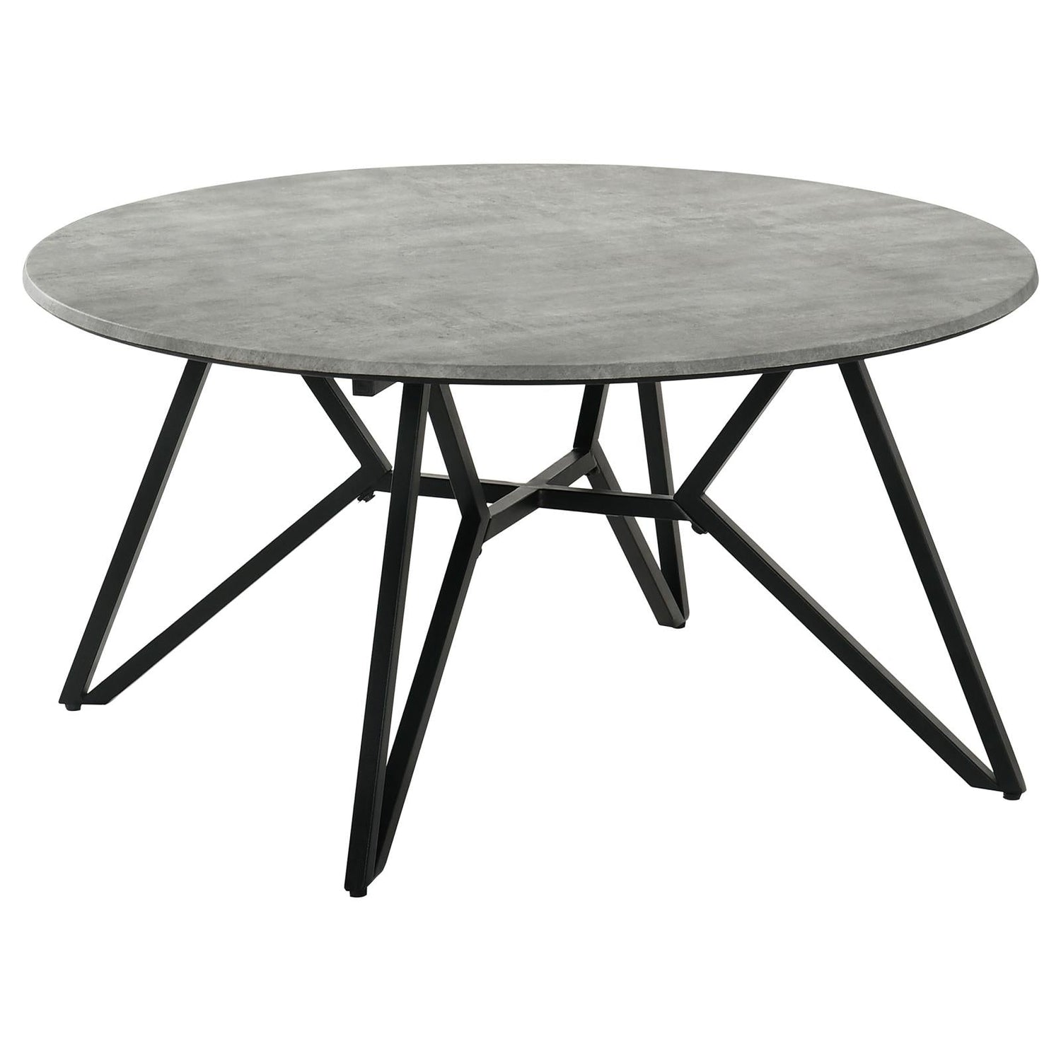 Hadi Cement/Gunmetal Round Coffee Table with Hairpin Legs - 736178 - Bien Home Furniture & Electronics