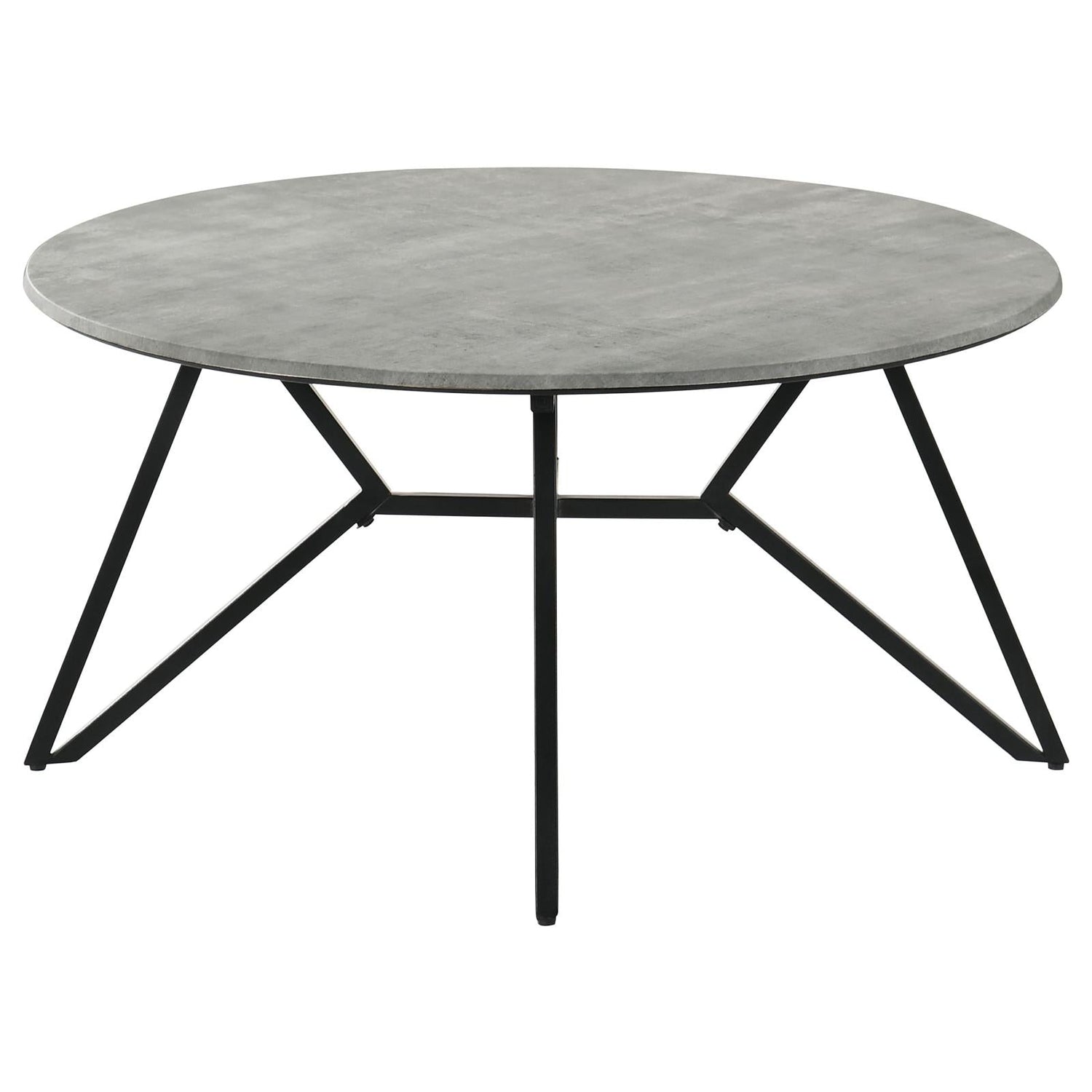 Hadi Cement/Gunmetal Round Coffee Table with Hairpin Legs - 736178 - Bien Home Furniture & Electronics