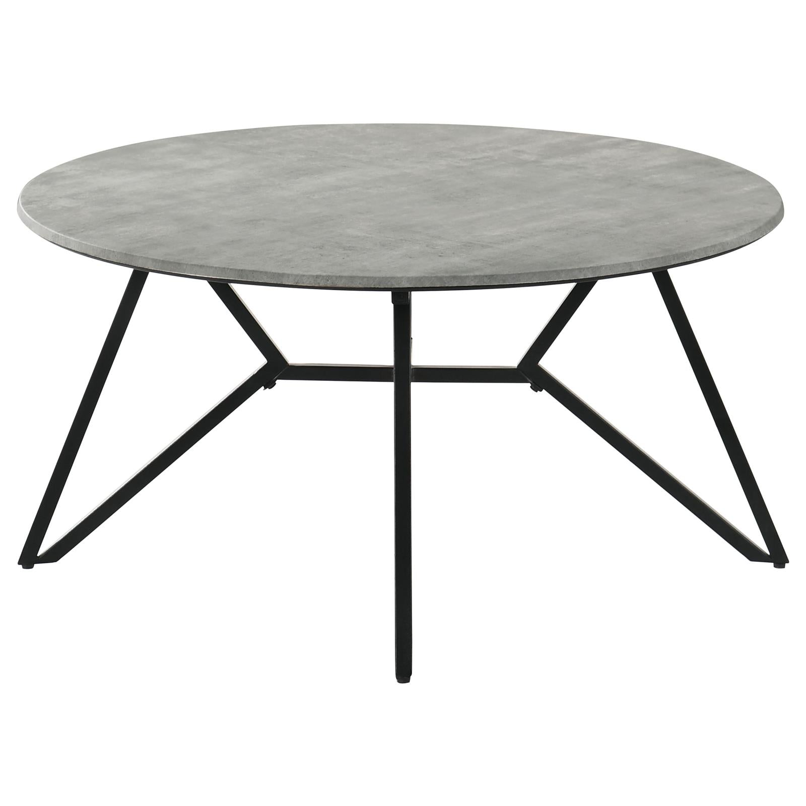 Hadi Cement/Gunmetal Round Coffee Table with Hairpin Legs - 736178 - Bien Home Furniture & Electronics