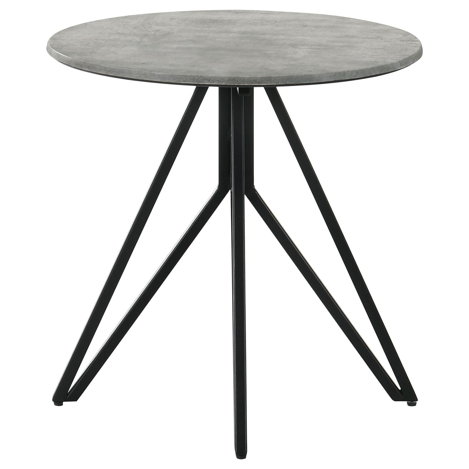 Hadi Round End Table with Hairpin Legs Cement/Gunmetal - 736177 - Bien Home Furniture & Electronics