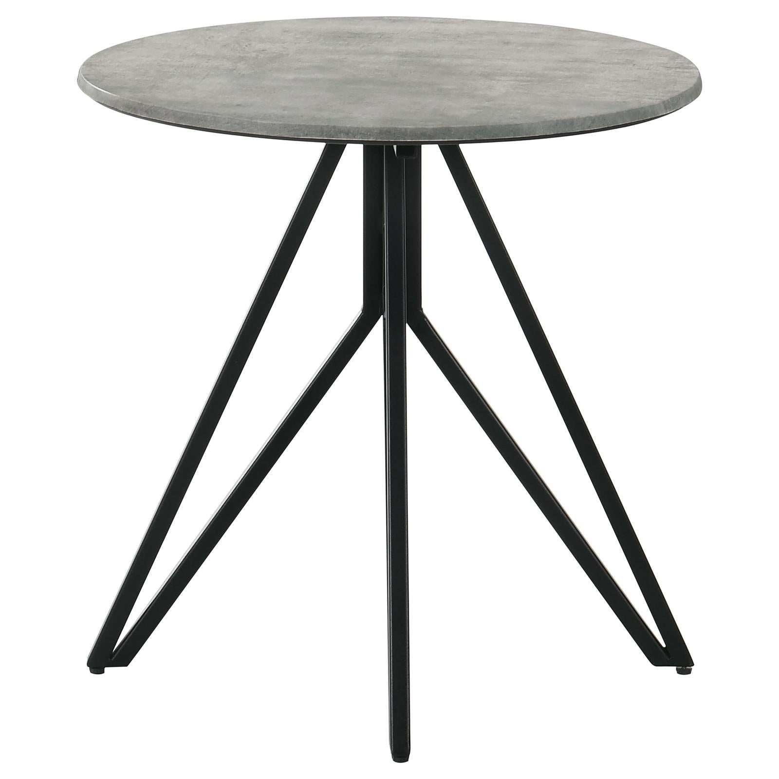 Hadi Round End Table with Hairpin Legs Cement/Gunmetal - 736177 - Bien Home Furniture &amp; Electronics