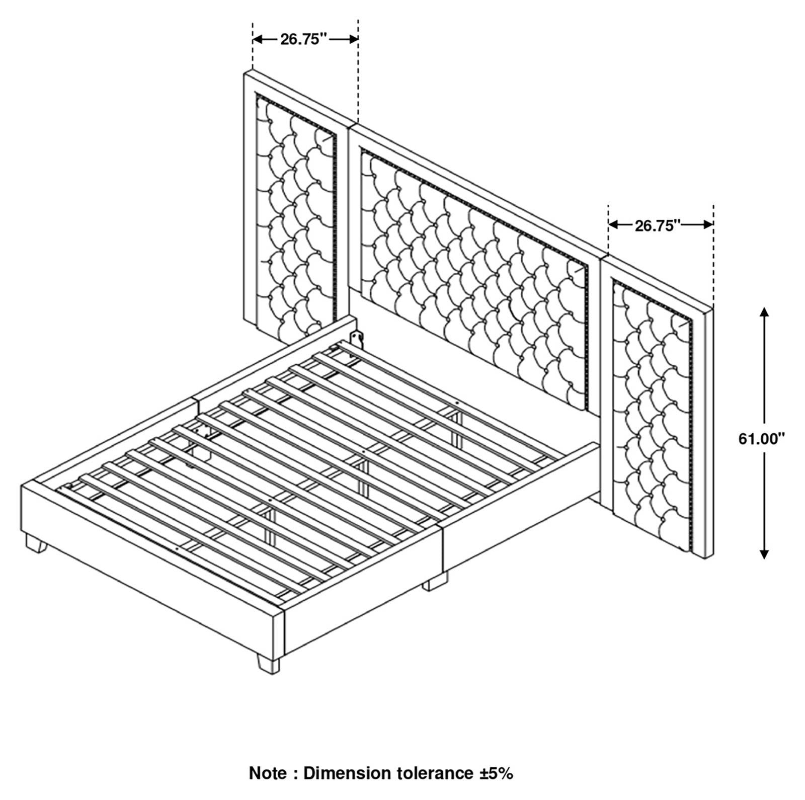 Hailey Upholstered Platform Eastern King Bed with Wall Panel Black - 315925KE-SP - Bien Home Furniture &amp; Electronics