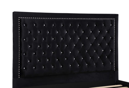 Hailey Upholstered Tufted Platform Eastern King Bed Black - 315925KE - Bien Home Furniture &amp; Electronics