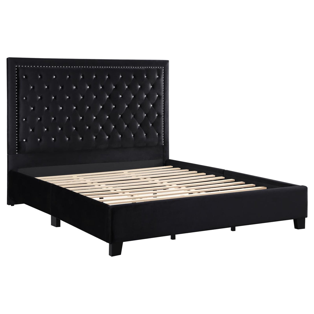 Hailey Upholstered Tufted Platform Queen Bed Black - 315925Q - Bien Home Furniture &amp; Electronics