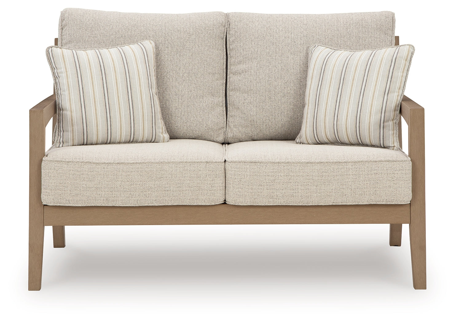 Hallow Creek Driftwood Outdoor Loveseat with Cushion - P560-835 - Bien Home Furniture & Electronics