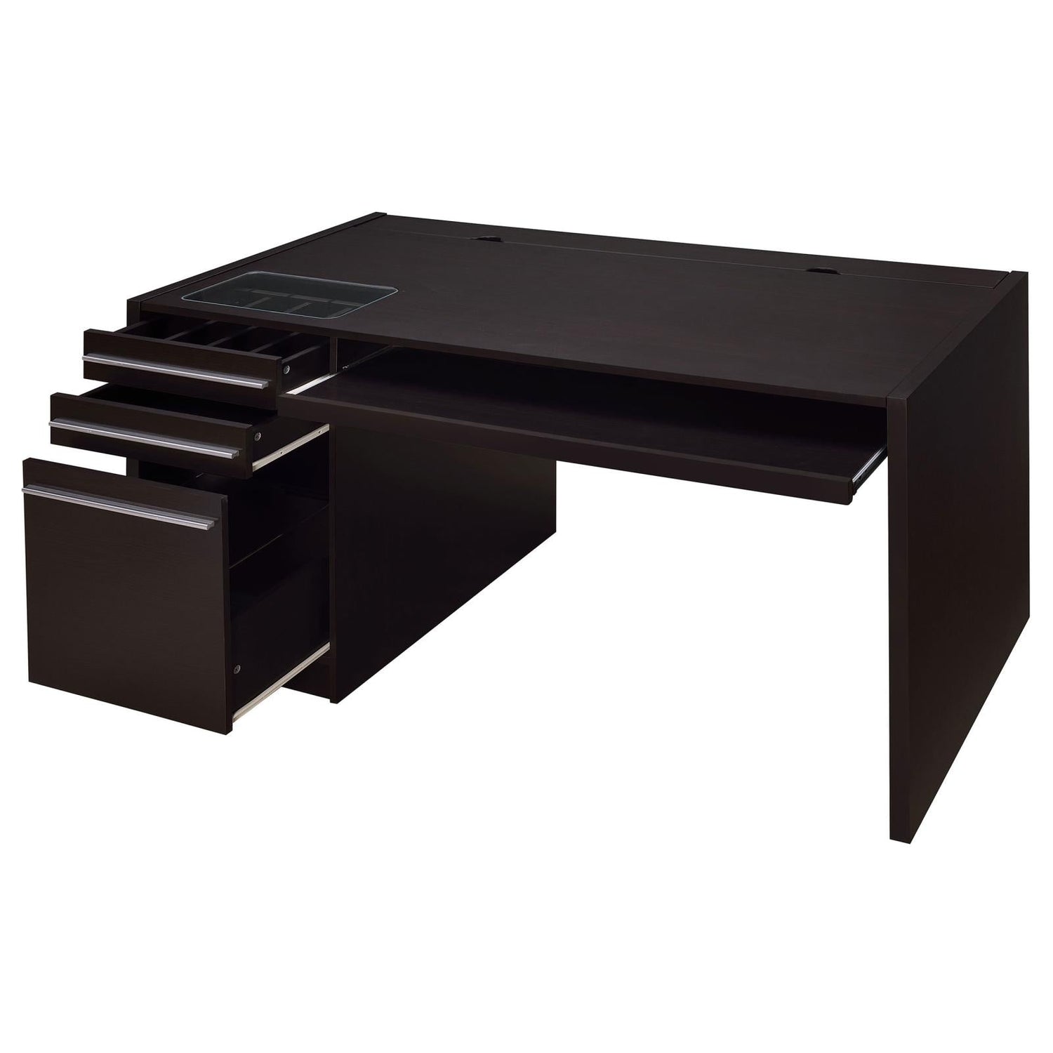 Halston Cappuccino 3-Drawer Connect-it Office Desk - 800982 - Bien Home Furniture & Electronics